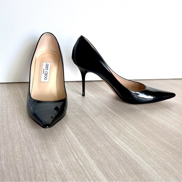 Jimmy Choo Shoes - Jimmy Choo Black Patent Leather Stiletto Pumps Preppy Classic EU 38.5/ US 8